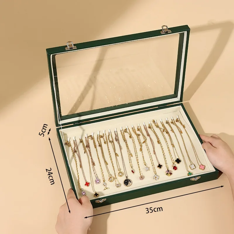 TREACHI Зелёный стеклянный бокс для хранения украшений