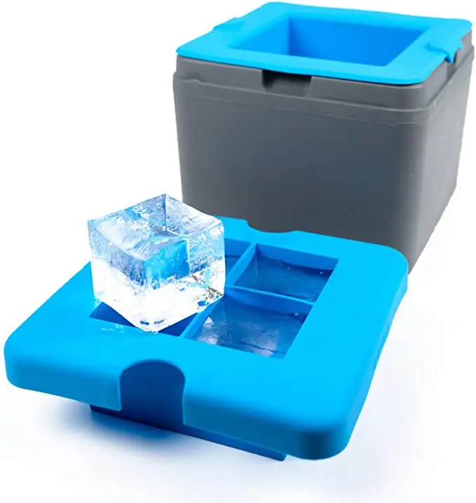 

Clear Ice Maker, Clear Ice Cube Mold - 4 Ice Cube Tray for Whiskey, Cocktails and Drinks - BPA-free Silicone Crystal Clear Ice C