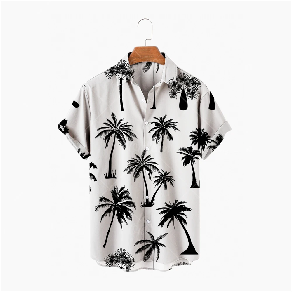 Мужская гавайская рубашка с коротким рукавом и цветочным принтом |