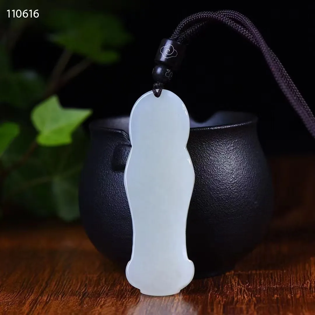 Натуральный 100% настоящий белый hetian нефрит карниз Гуаньинь драгоценность