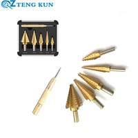 6 piece high speed steel imperial pagoda drill set triangular shank titanium plated hole opener reaming hole step drill bit