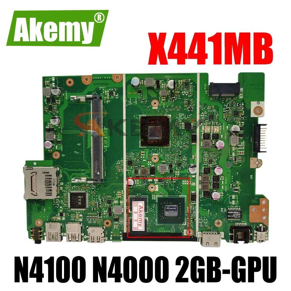 

Akemy X441MB Laptop motherboard For Asus X441MB X441M mainboard W/ N4100 N4000 2GB-GPU