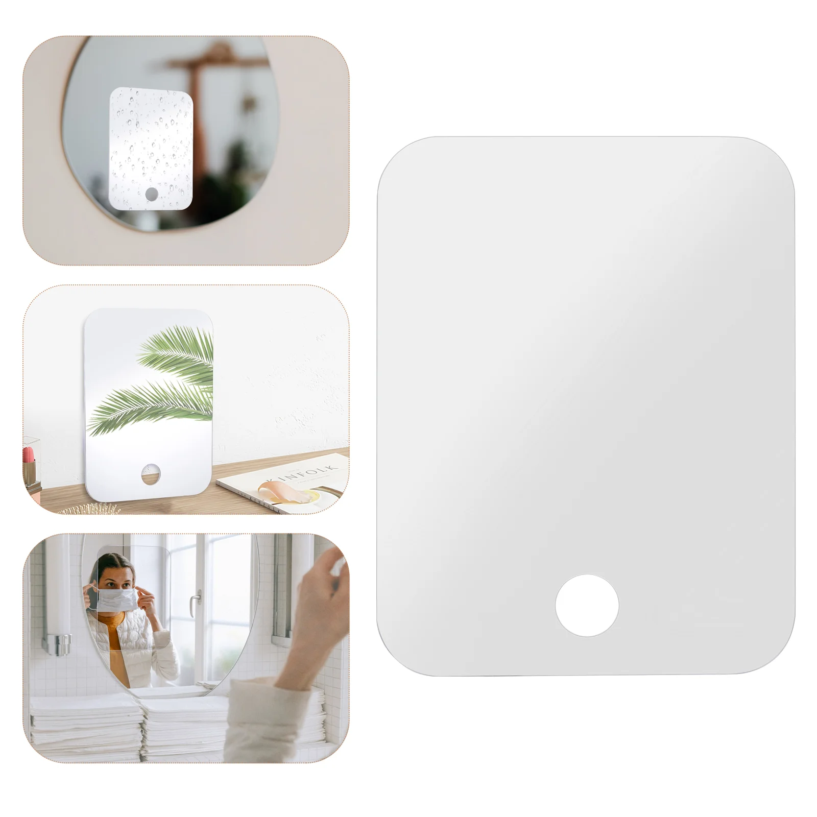 

Hand Mirror PC Bathroom Anti-fog Black Vanity Shower Makeup Shave Acrylic Supplies