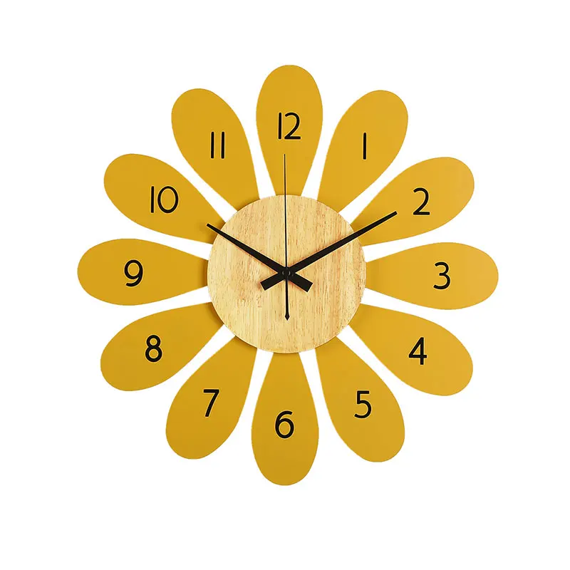 

Modern Design Living Room Wall Clock Wood Silent Separates Wall Watch Simple Flower Zegary Scienne Household Products EF50WC