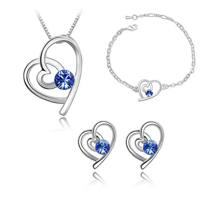 

New Ladies Jewelry Set Earrings + Necklace + Bracelet 3-piece Set Fashionable Temperament High-end Alloy Accessories
