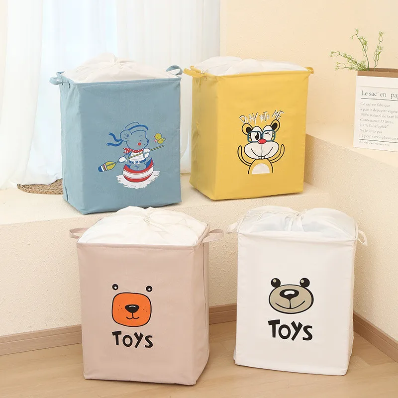 

Cartoon Storage Bags Large Toy Clothes Storage Baskets Foldable Boxes Baby Laundry Baskets with Lids Wardrobe Clutter Organizer