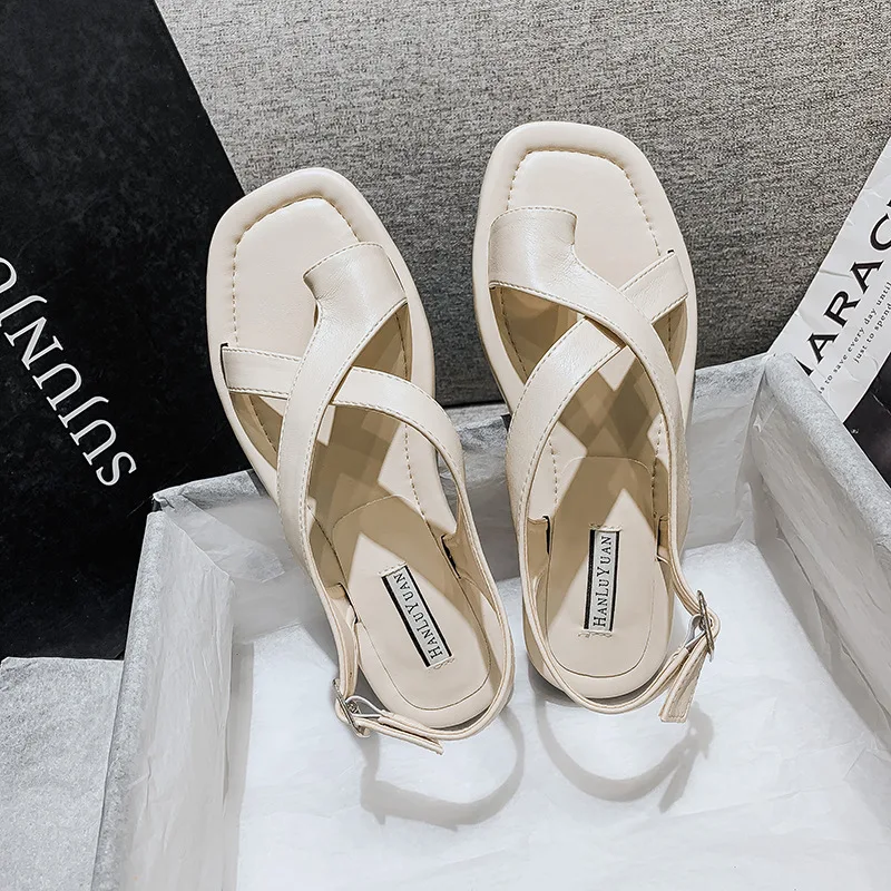 

Women Sandals Retro Fashion Summer Women Shoes Buckle Straps Beach Shoes Ladies Summer Sandals Size 35-43