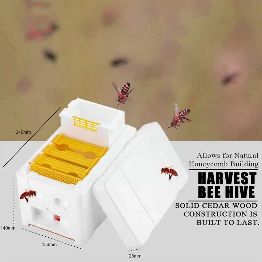 

Beehive Beekeeping King Box Foam Home Bee Hive Pollination Boxes Queen Cage Beekeeper Harvest Hive Kits Marking Mating R0J4