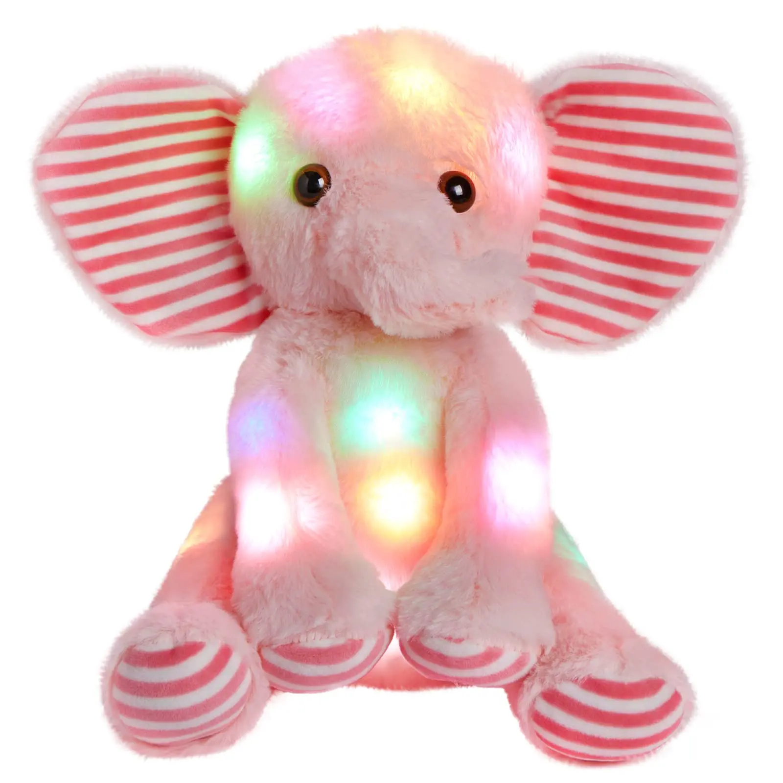 

25cm Pink Elephant Luminous Plush Toys Birthday Gifts LED Light Glow Stuffed Animals for Girls Kids Sleeping Toy Pillow