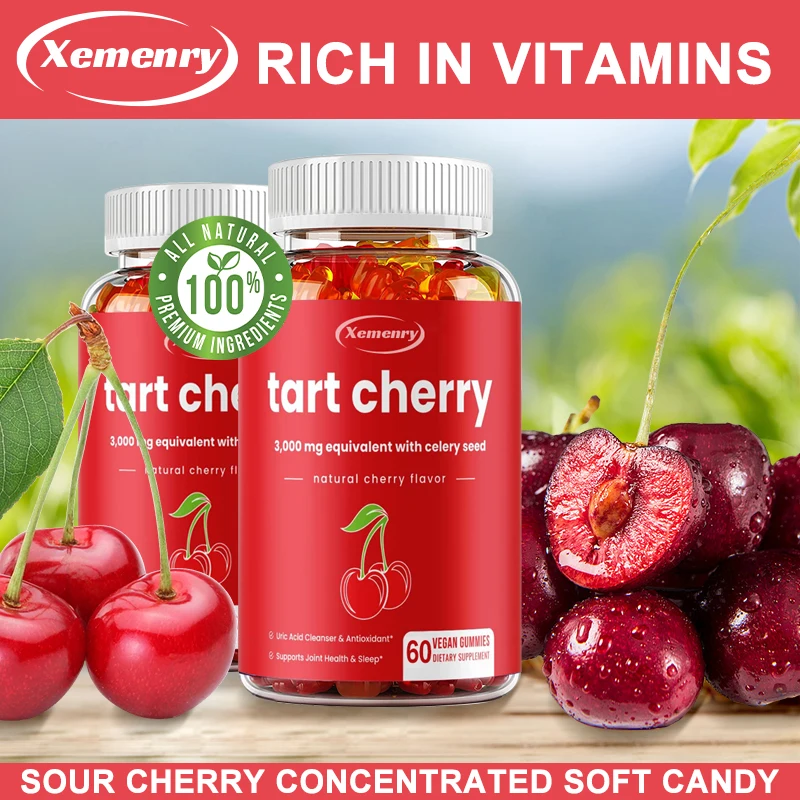 

Organic Tart Cherry Gummies - 3000 Mg Supplement Celery Seed Extract - Vegan Tart Cherry Gummies Vitamin Concentrate