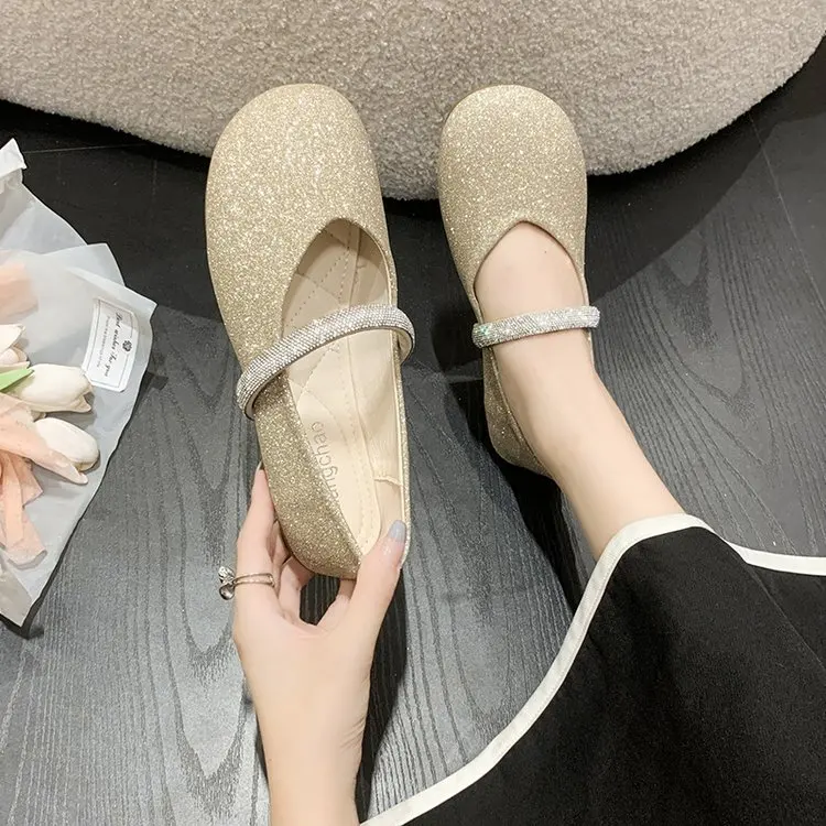 

Mary Jane Shoes Women's Summer Light Cut Warm Soft Bottom Dress Rhinestone Style Flat Comfortable Fashion Shoes Slip-On 2023