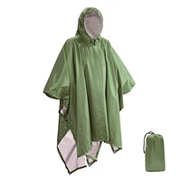 portable multifunctional 3 in 1 rain coat hiking camping raincoat poncho mat awning durable outdoor activity rain gear supplie