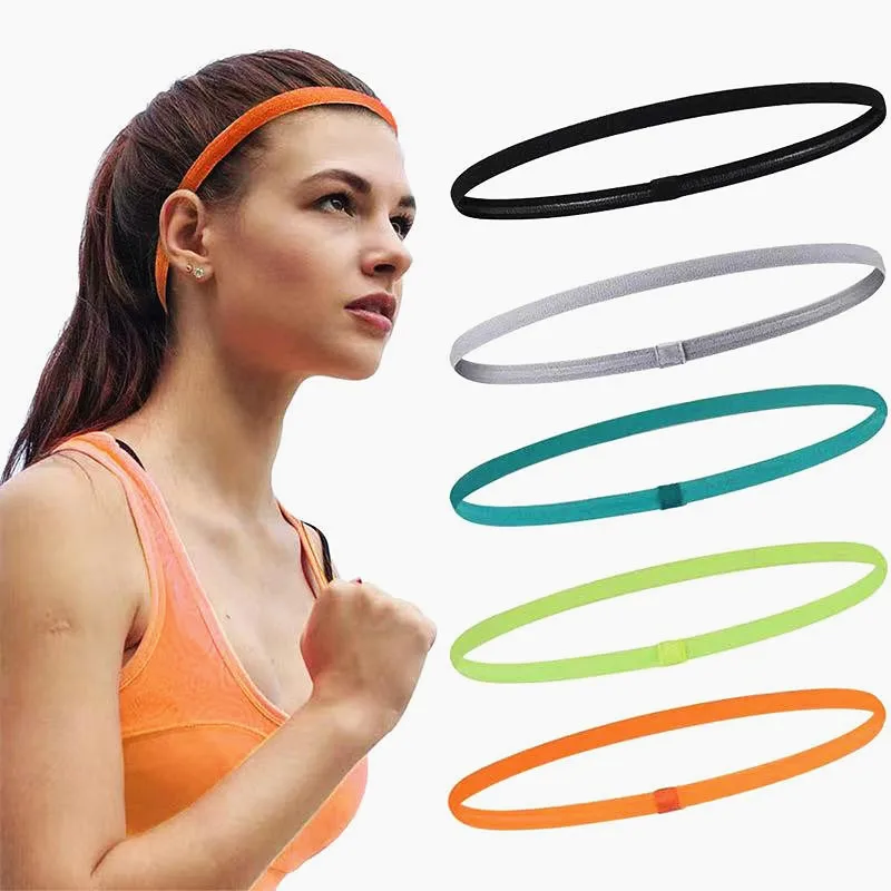 4Pcs Simple Unisex Sports Hairband Non-Slip Silicone Strip Sweat Guide Elastic Headbands Yoga Running Fitness Hair Accessories