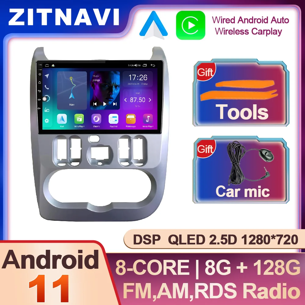 

9 Inch Android 11 For Renault Logan lady 2009 - 2015 Car Radio Navigation GPS DSP Stereo No 2din Multimedia Player Video QLED BT