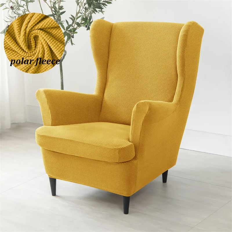 Cover Polar Fleece Wingback Sofa Covers Elastic Spandex Armchair Cover With Cushion Cover Dining Room Home