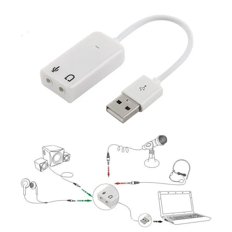 

USB Sound Card Virtual 7.1 3D External USB Audio Adapter USB To Jack 3.5mm Earphone Micphone Sound Card for Laptop Notebook PC