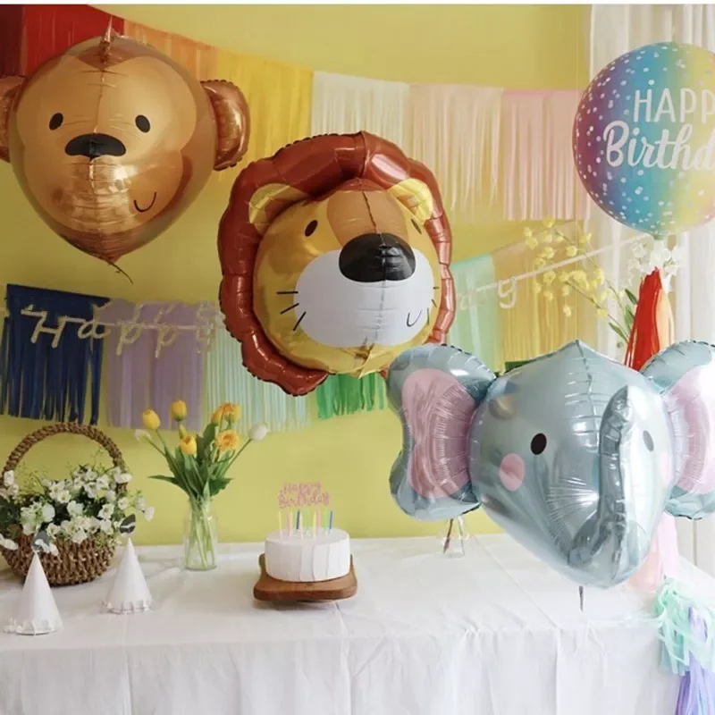 

3D lion monkey bear head animal aluminum foil balloon latex balloon 4D ball wedding decoration boy girl birthday party kids gift