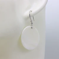 zfsilver natural white round shell stud earrings eardrop dangle ear hook for women temperament jewelry accessories party gifts