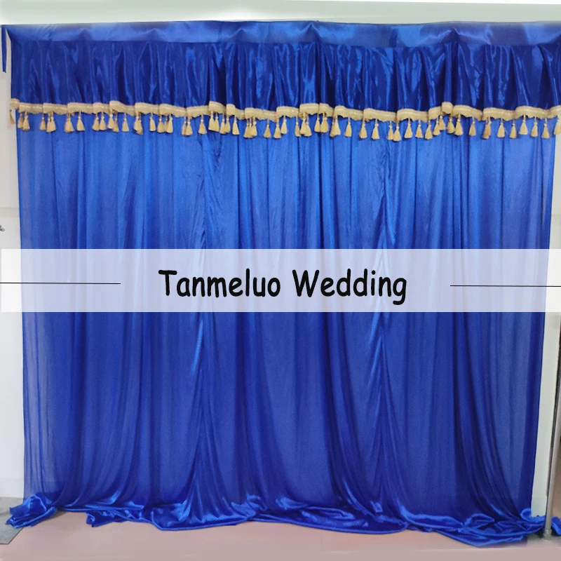 

Wedding Backdrop Curtain Swag with Tassel Beads Party Ice Silk Fabric Drapes Background for Baby Shower Photoshoot Booth Decor