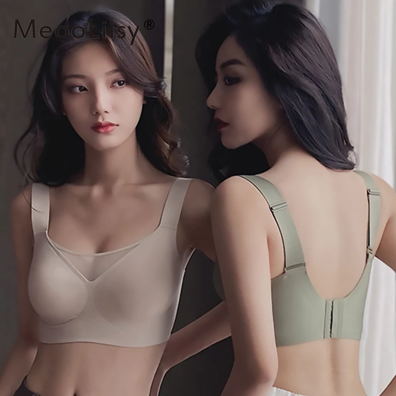 Meooliisy 2PCS/Set SUJI Summer Plus Size Ultra-thin Tube Top Bras for Women Minimizer Wire Free Underwear Seamless Lingerie 4XL