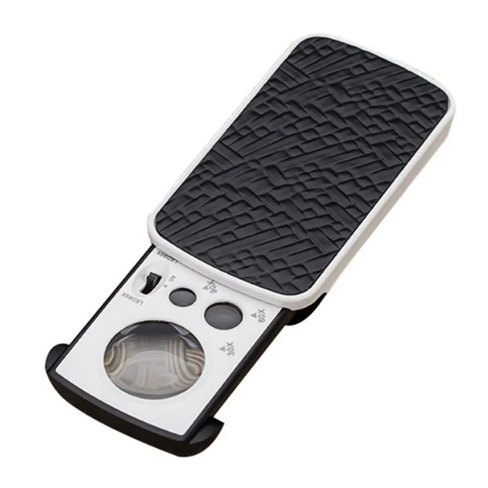 

Magnifier Slide Out Pocket Portable Magnifying Glass Led Jewelry Gems Loupe Light Stamps 30X 60X 90X