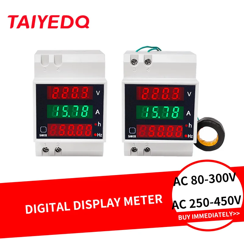 

Digital Display AC80-300V 250-450V With CT Voltage Current Frequency Meter D52-2059