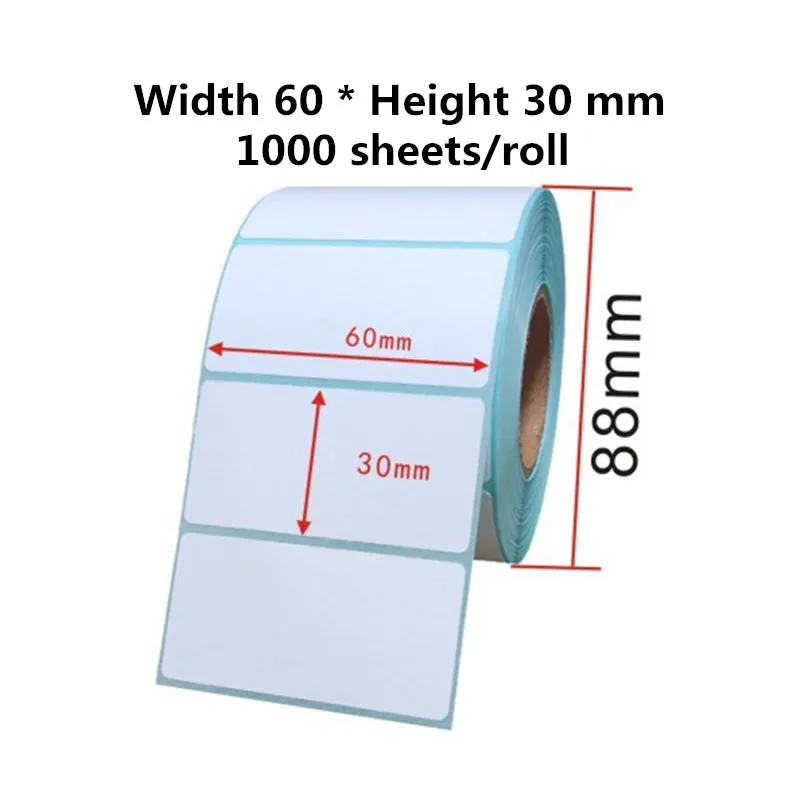 

Width 60 * Height 30mm Sticker Label Thermal Printer Barcode Self adhesive Paper Waterproof/Oil proof/Alcohol proof