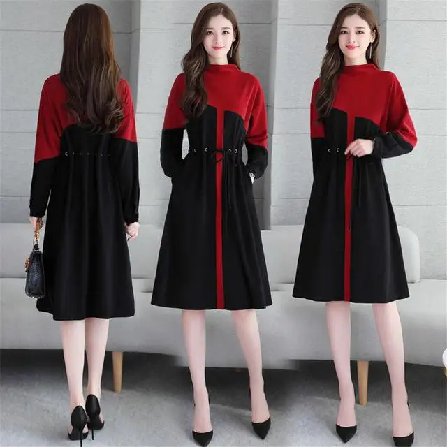 

2022 пуловеры, модное женское платье 2021, короткие свободные длинные платья с круглым вырезом