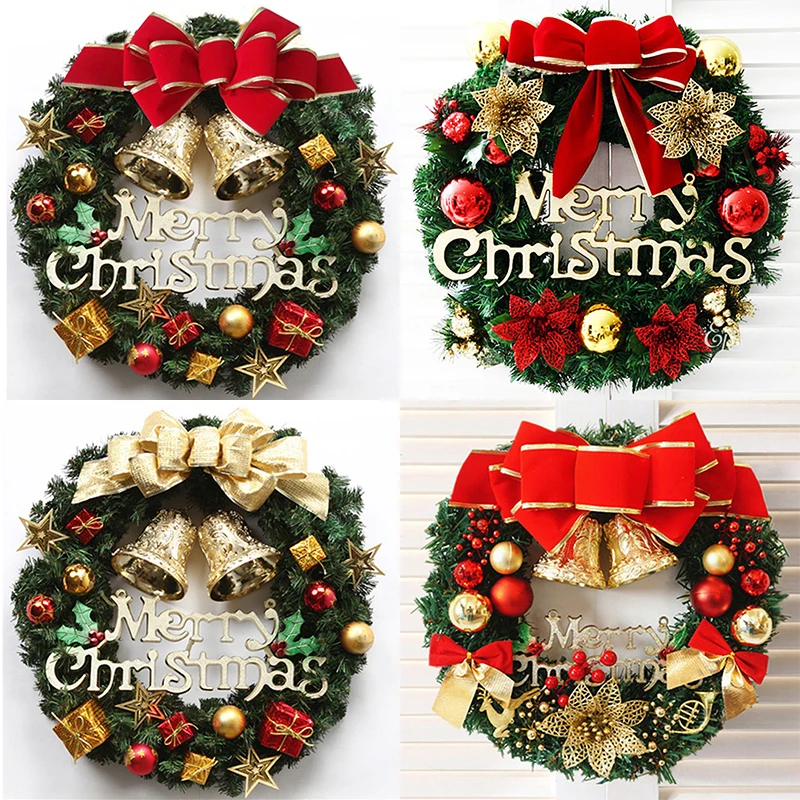 

Christmas Wreath Bowknot Red Berry Garland Hanging Ornaments Front Door Wall Decorations Merry Christmas Tree Wreath Decor Gift