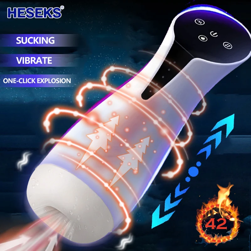 HESEKS Automatic Blowjob Sucking Masturbation Cup Real Vagina Live Voice Recording Male Masturbator Oral Sex Toys For Men 18+