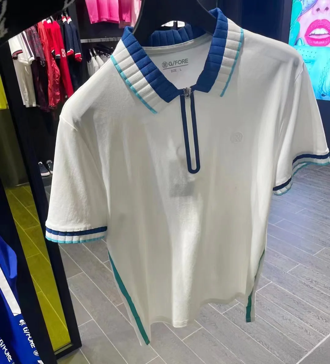 

Men's Golf Shirts Summer Fashion Short Sleeve Polo Collar Half Zipper Design Outdoor Sports Golf Top