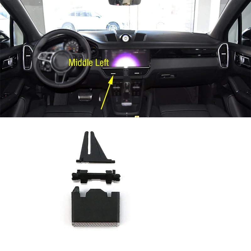 

Для Porsche Cayenne 2018-2021, передняя панель автомобиля, задний кондиционер, выходное отверстие кондиционера, вентиляционные отверстия, зажим