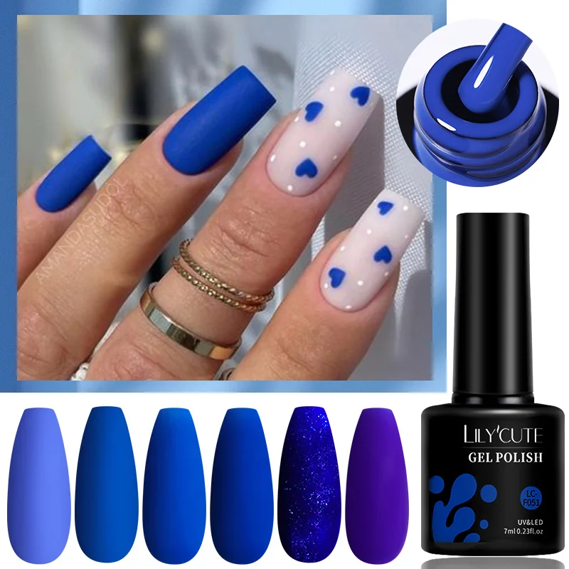 

Темно-синий Гель-лак для ногтей LILYCUTE 7 мл осень-зима цветная серия полуперманентный Матовый верхний слой для дизайна ногтей Гель-лак для маникюра