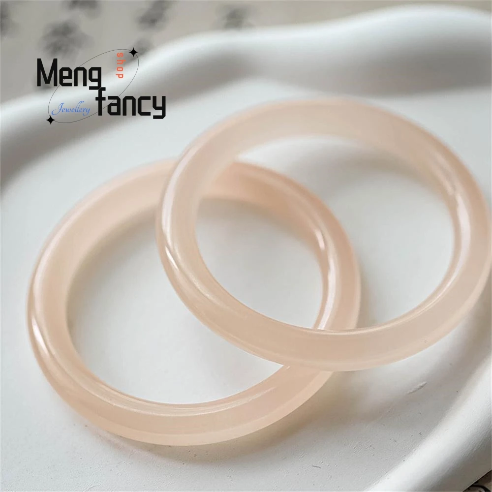 Натуральный розовый браслет из корня лотоса Круглый афганского нефрита простое