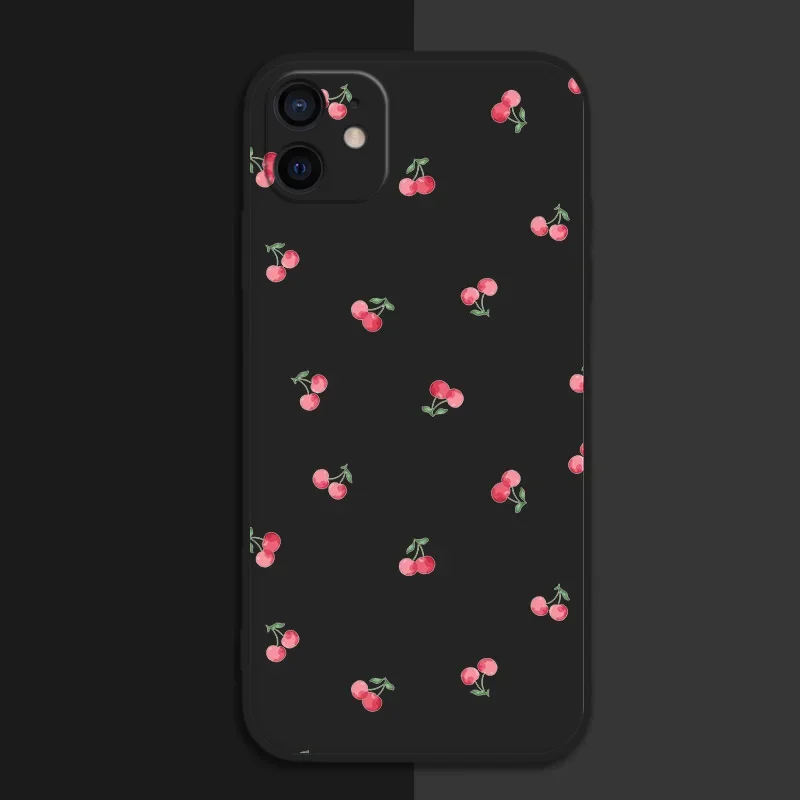 Силиконовый матовый чехол Ins Cherry для iPhone 15 14 12 11 13 16 Pro Max Mini X XR XS 7 8 Plus SE мягкая