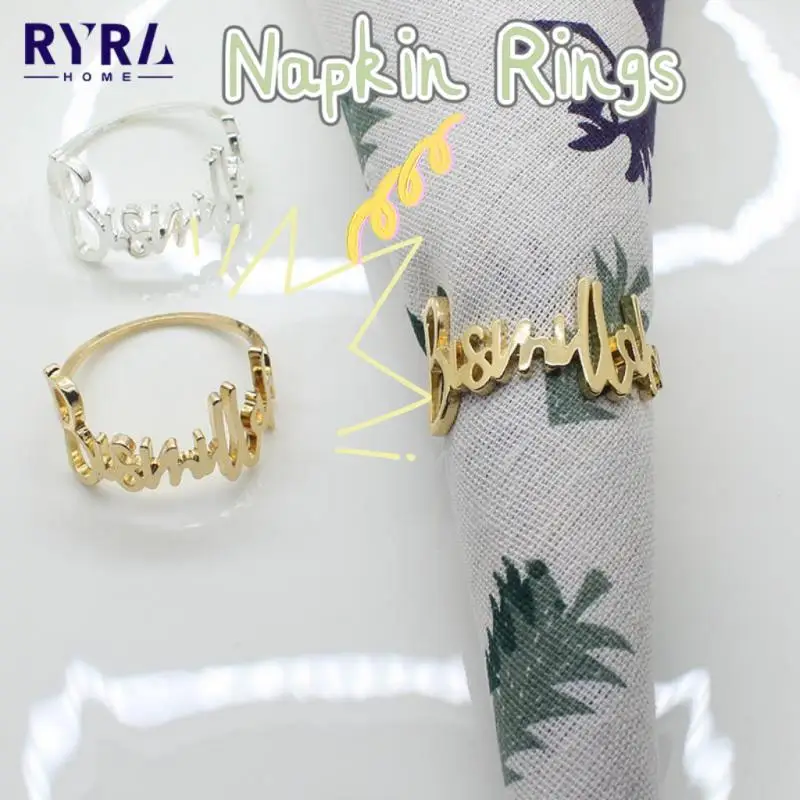 

Модный сплав, буква молитва 42 мм, пряжка для салфеток, благословение Bismillah, кольца для салфеток 6 шт./компл., держатель для салфеток, свадебное ...