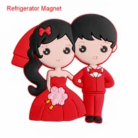 1 pc brides three dimensional personalized refrigerator magnet 3d creative magnetic sticker couple wedding festive decorations