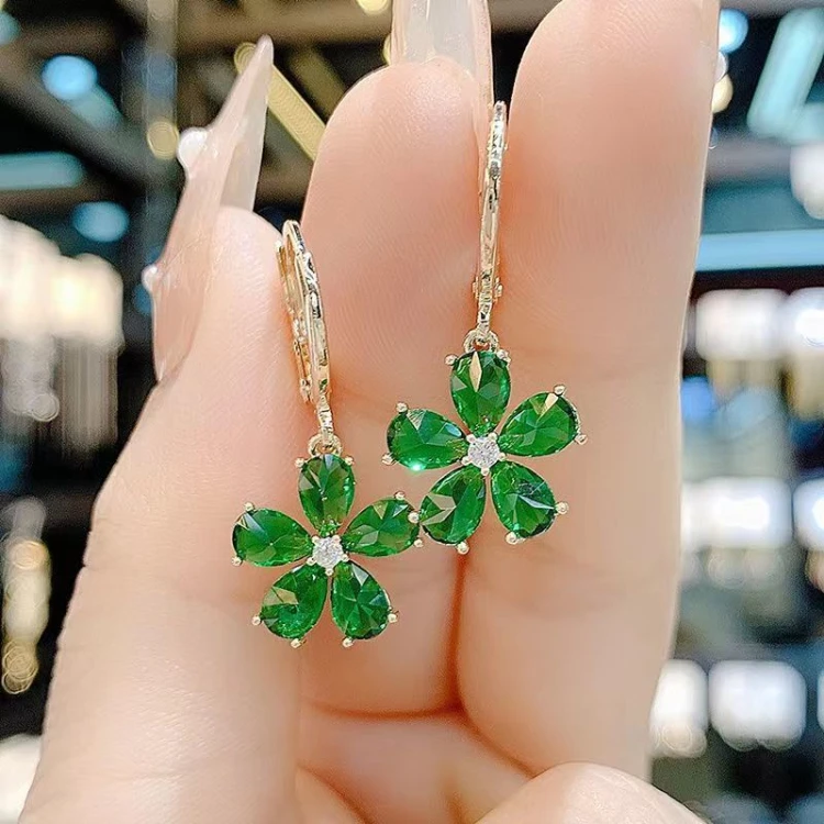

Crystal Diamond Flower Dangle Drop Earrings for Women Ear Buckle Stud Earrings Wedding Engagement Party Fashion Jewelry Gifts