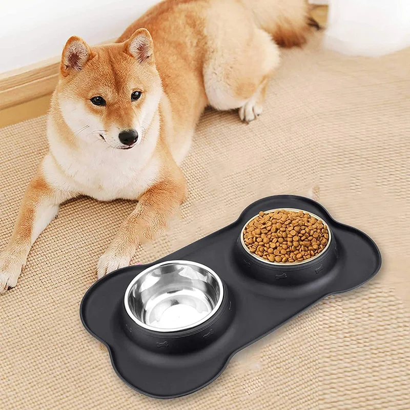 

Миска из нержавеющей стали для кормления собак и кошек, посуда для домашних животных, поилка, размещение еды, аксессуары для собак, посуда с ...