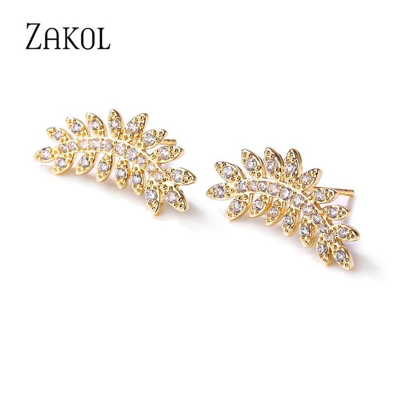 ZAKOL модные ретро серьги-гвоздики с цветком и перьями простые микро