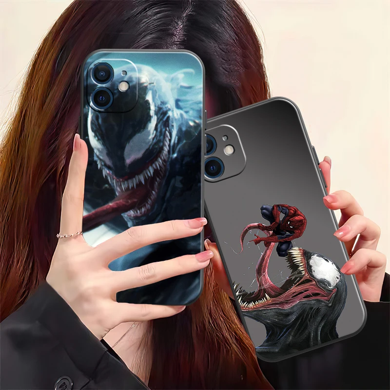 

Marvel Venom Phone Case For iPhone 13 12 11 Pro 12 13 Mini X XR XS Max SE 6 6s 7 8 Plus Carcasa Liquid Silicon Silicone Cover