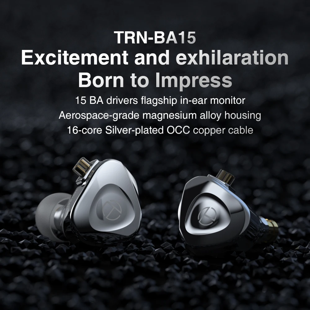 

TRN BA15 15BA Driver In Ear Earphones Monitors Professional Hifi Wired Headphone DJ Metal Stereo Headset Music Earbuds