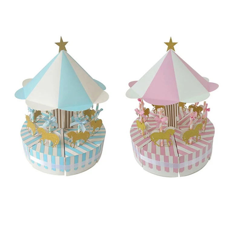 

10/8 Pcs Creative Paper Cake Kids Decoration Carousel Gift Box Wedding Favors Souvenirs Guests Party Baby Shower Anniversaire