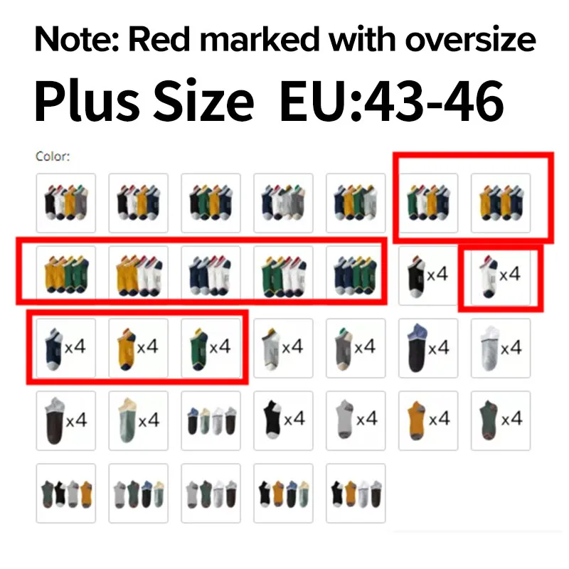 4 Pairs High Quality Men Ankle Socks Breathable Cotton Low Short Casual Stripe Anti-wear Fashion Four Seasons Street Plus Size