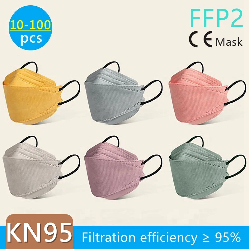 

Korean Fish Mask KN95 Morandi Colored fpp2 Mascarillas FFP2 Homologada Mouth Masks Face Protective Mascherine 4 Layers Masque