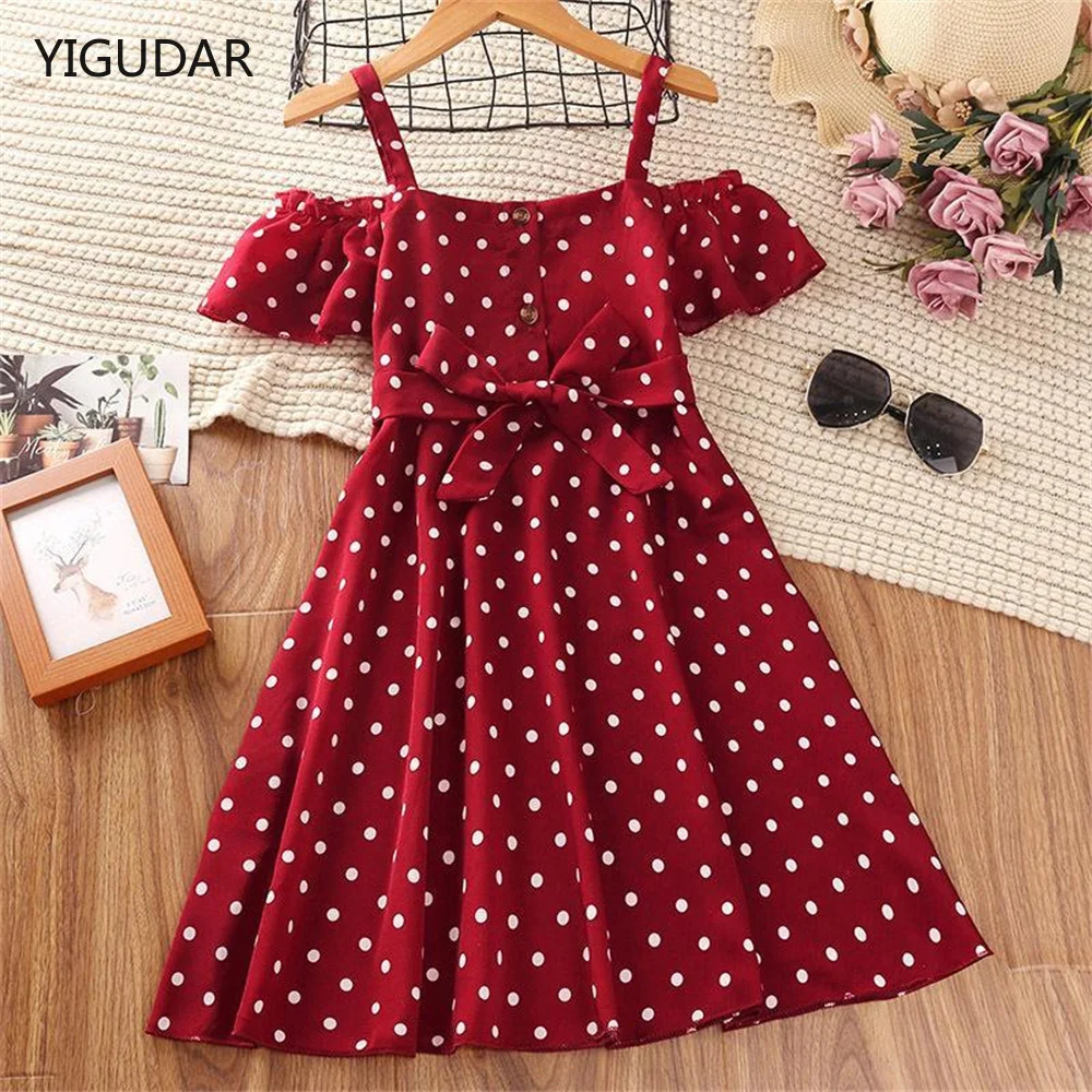 

2022 New Summer off shoulder Girls' Dress Casual Sleeveless Party Princess Dress Cute Children's Baby Kids Girls Clothing