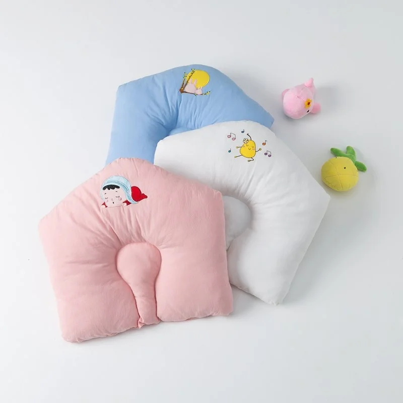 

Newborn Baby Stereotype Orthopedic Pillow Anti-deviation Head Baby Anti-roll Pillow Breathable Washable Cotton Baby Pillows