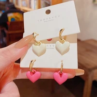 2022 spring summer love heart earrings for women new candy color super fairy stud earrings simple and cute earrings kolczyki