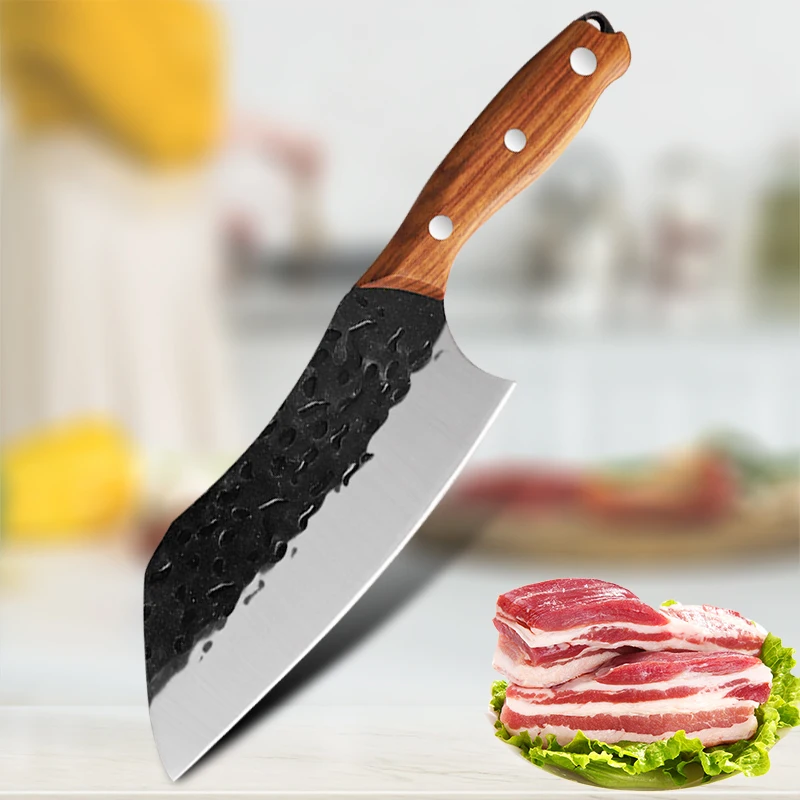 

High Quality Forged Cleaver Knife Stainless Steel Meat Vegetables Slicer Kitchen Chef Knife Fish Butcher Knife Wenge Wood Handle