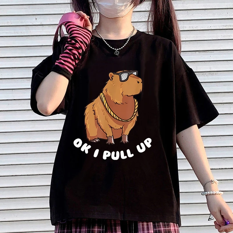 

Women Kawaii Tops T-shirt Capybara T Shirt Funny Capibara Fashion Harajuku Tees Tshirt Female Clothes Fashion kawaii Y2k 90s